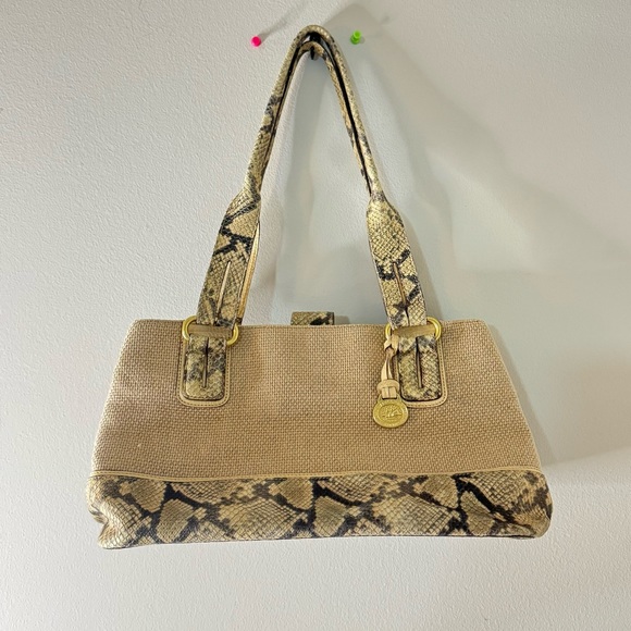 Brahmin snake print leather neutral taupe medium shoulder bag purse - Picture 15 of 15